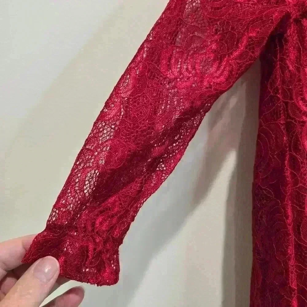 Wonder Nation Toddler Girls Red Lace Holiday Dress Ruffled Hem Size 4T